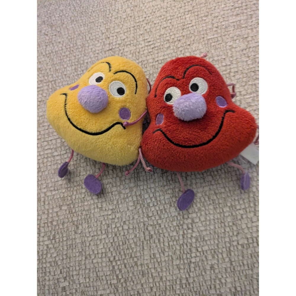 Vintage Style Red and‎ Yellow Plush Character Toys Set of 2 Soft Stuffed Figures